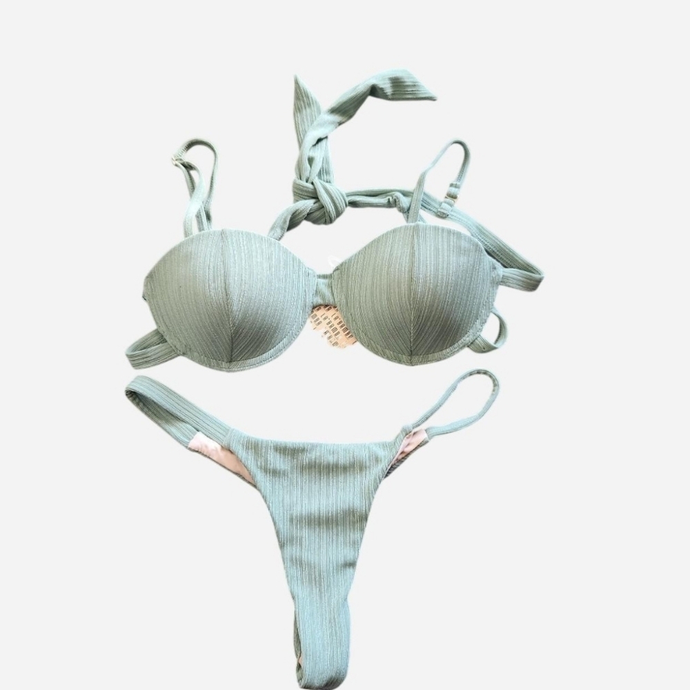 La Bamba NWT Mint Green Ribbed Bikini Size M